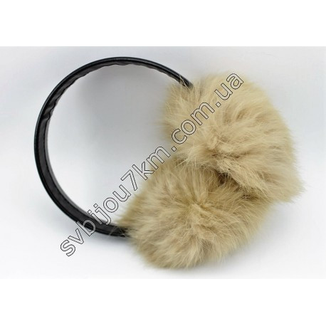 

Теплые наушники бежевого цвета оптом "Headphones with fur"