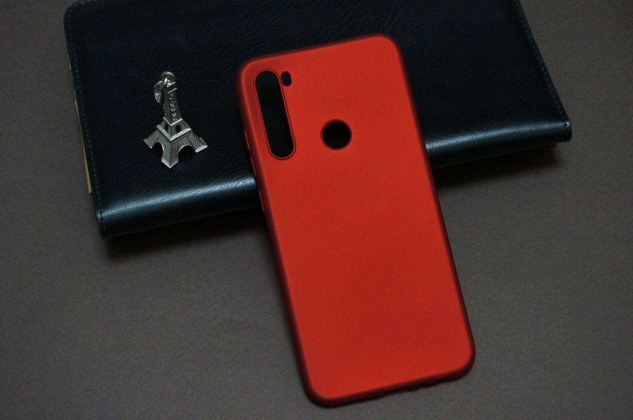 

Чехол бампер силиконовый Xiaomi Redmi Note 8 Ксиоми Сяоми цвет красный Soft-touch + стекло в Подарок