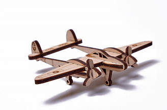 Вудик Літак Лайтнінг Дерев'яний 3D пазл Wood Trick (механічний дерев'яний конструктор)