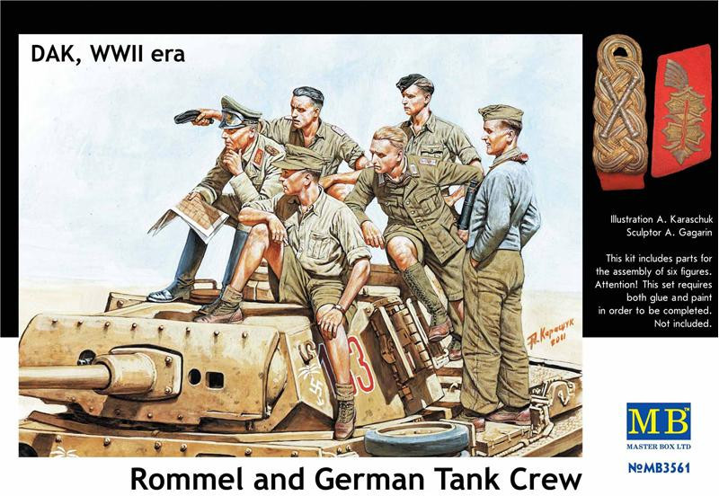Набір фігурок з пластику. Ервін Роммель і німецький танковий екіпаж. 1/35 MASTER BOX 3561