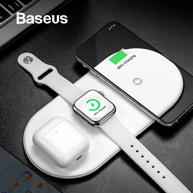 Беспроводная зарядка Baseus Wireless Charger Smart 3 в 1 WX3IN1-02 Белое