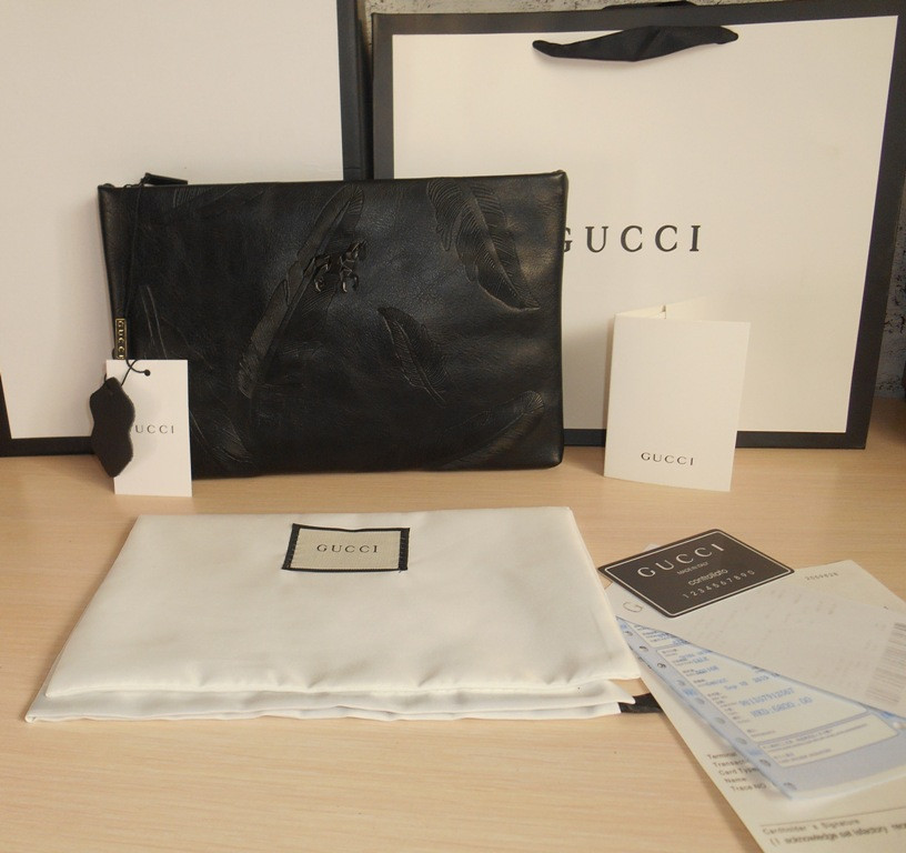 Мужская сумка клатч барсетка вместительная Gucci, кожа, Италия