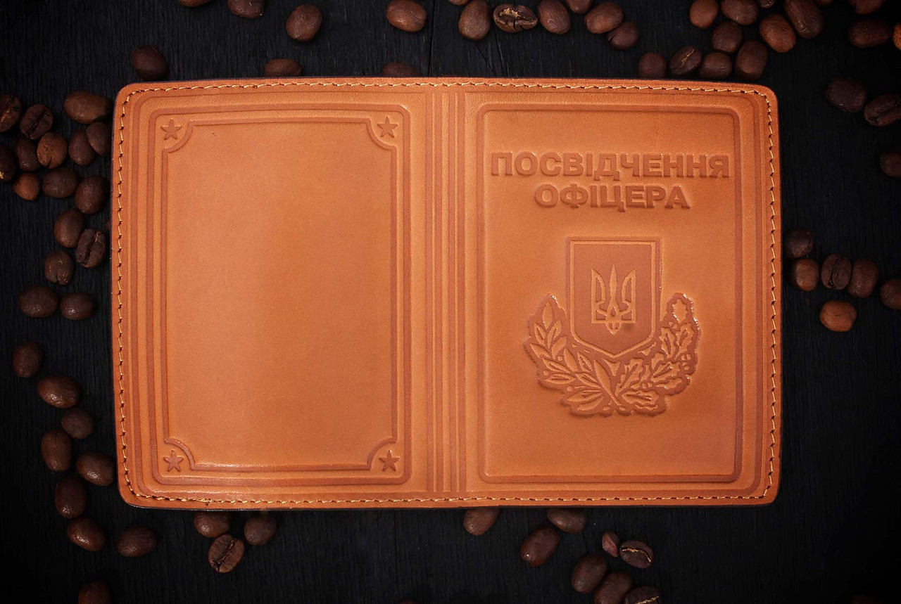 

Обложка удостоверение офицера, кожа натуральная, Желтый;коричневый;черный