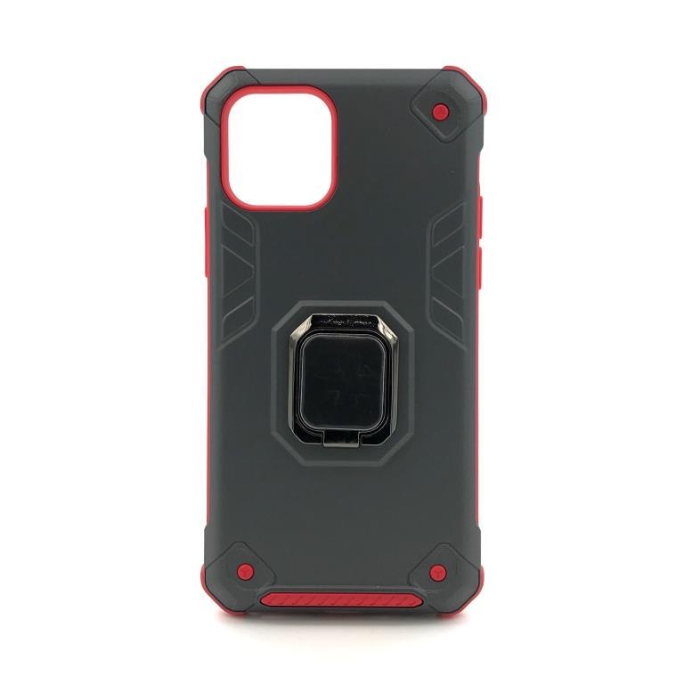 

Чехол противоударный техно c кольцом iPhone 11 Pro Max (Серо-красный)