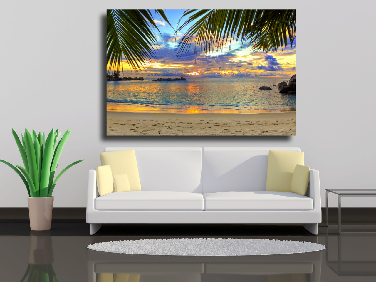 Картина на холсте "Тропический пляж на закате