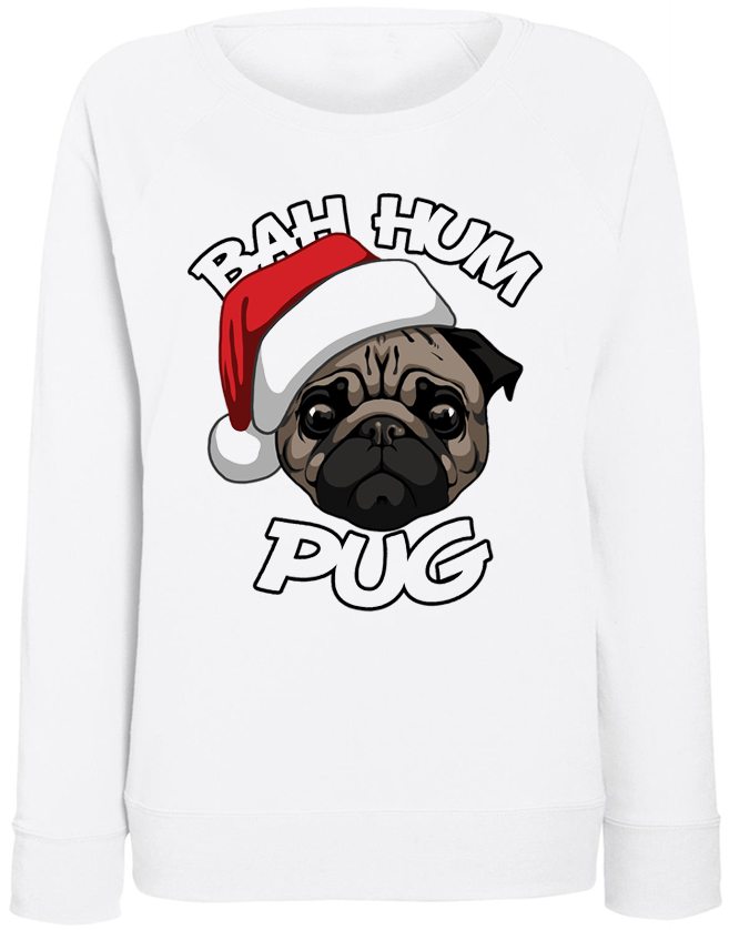 

Женский свитшот Bah Hum Pug (белый) XL