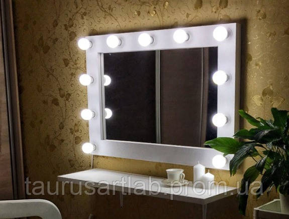 Стильное настенное гримерное, макияжное зеркало с подсветкой белого цв