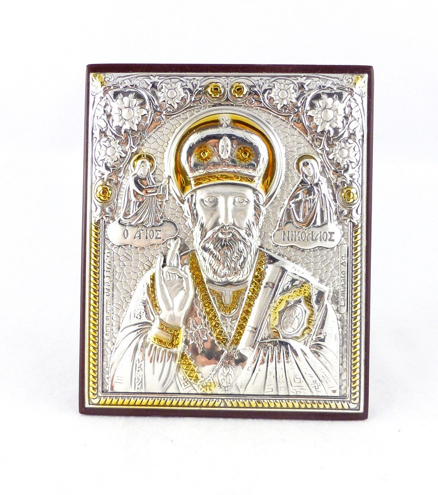 Икона Святой Николай на деревянной основе