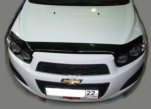 

Дефлектор капота (мухобойка) Chevrolet AVEO, 12-, темный