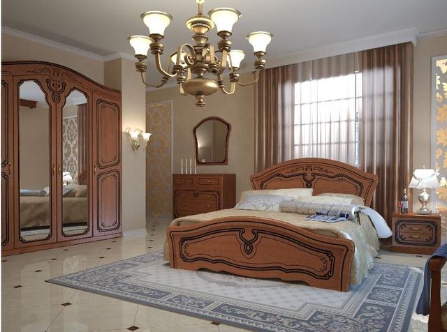 Шкаф Альба в составе спальни Альба орех светлый + патина коричневая