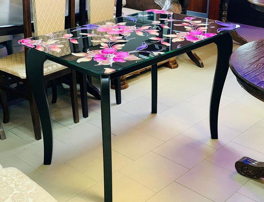 

Стеклянный стол для кухни с рисунком ДКС Классик Антоник, цвет на выбор