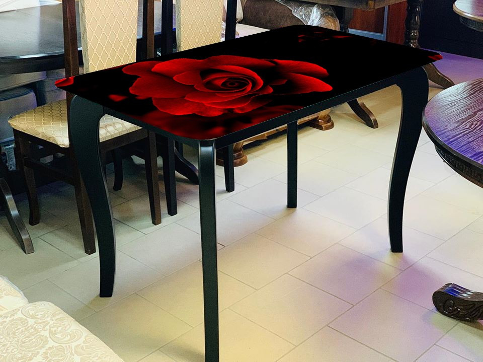 

Стеклянный стол для кухни с рисунком ДКС Классик-4 Антоник, цвет на выбор