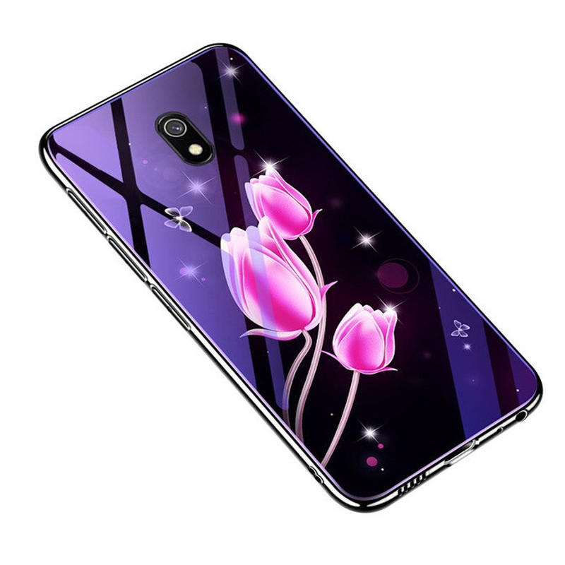 

TPU+Glass чехол Fantasy с глянцевыми торцами для Xiaomi Redmi 8a, Тюльпаны