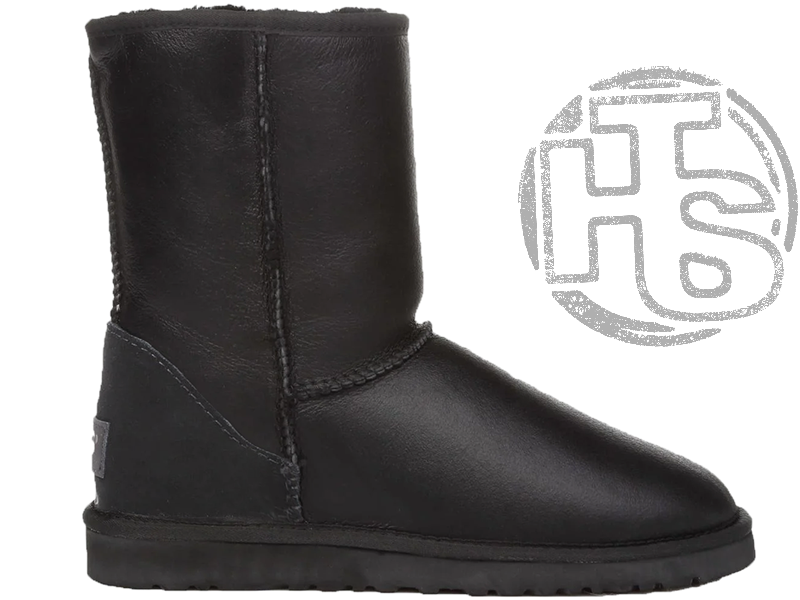 

Женские ботинки UGG Classic Short Leather Boot Black 1016559