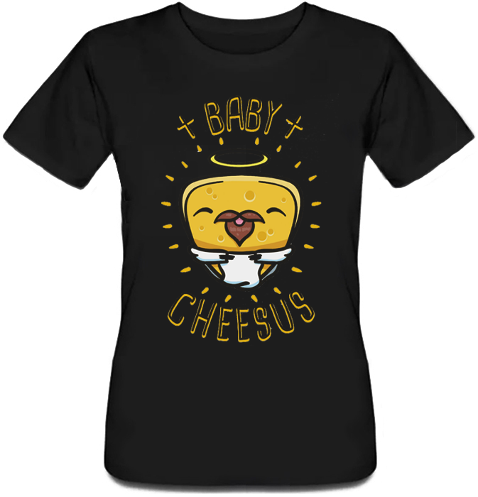 

Женская футболка Baby Cheesus (чёрная) M, Черный