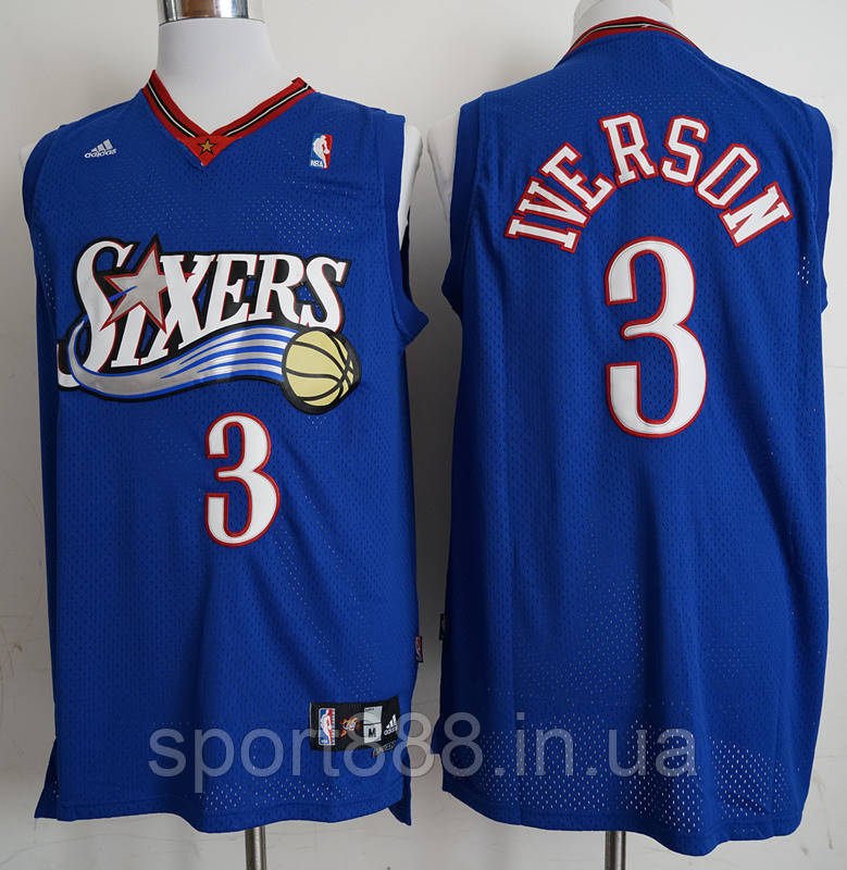 

Синяя майка Adidas Allen Iverson №3 (Айверсон) команда Philadelphia 76ers