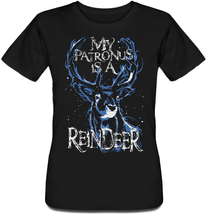 

Женская футболка My Patronus Is A Reindeer (чёрная) L, Черный