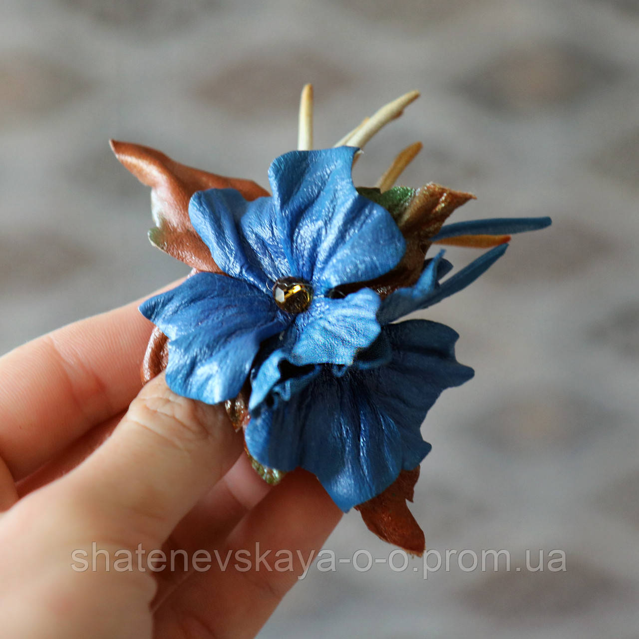 

Синие цветы, зажим для волос