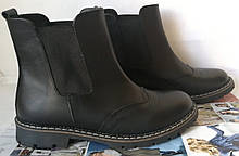 Жіночі чорні шкіряні черевики Оксфорд натуральна шкіра весна осінь чоботи на низькому ходу