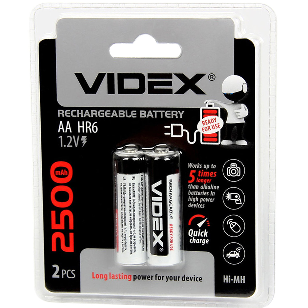 

Аккумуляторы Videx HR6/AA 2500 mAh (Блистер 2 батарейки)