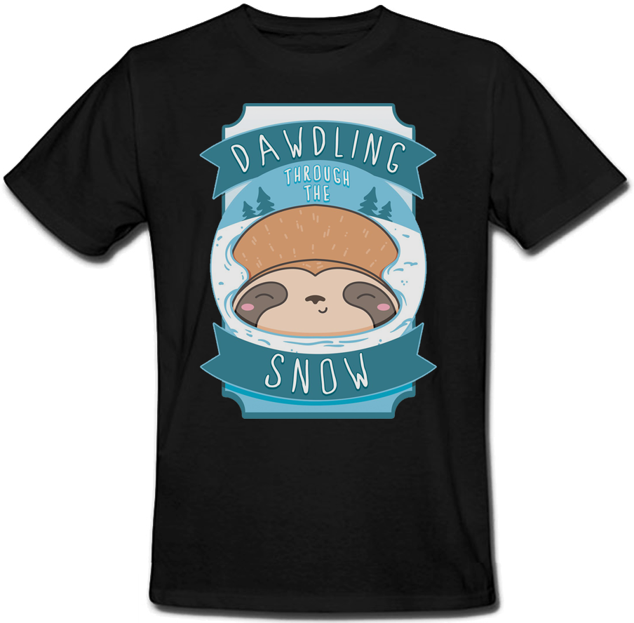 

Футболка Sleepy Sloth Dawdling Through The Snow (чёрная) XXL