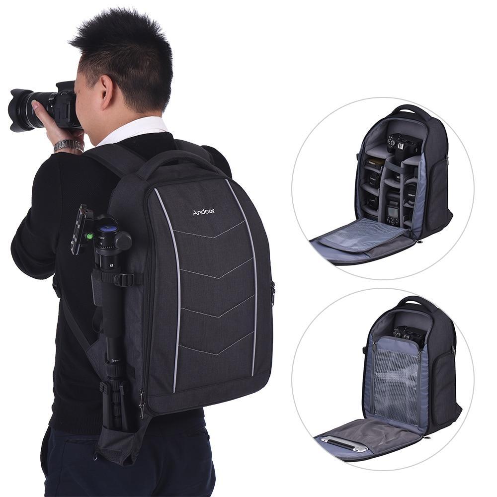 Andoer профессиональный рюкзак для фотографа 43x30x18 см серый  ноутбу