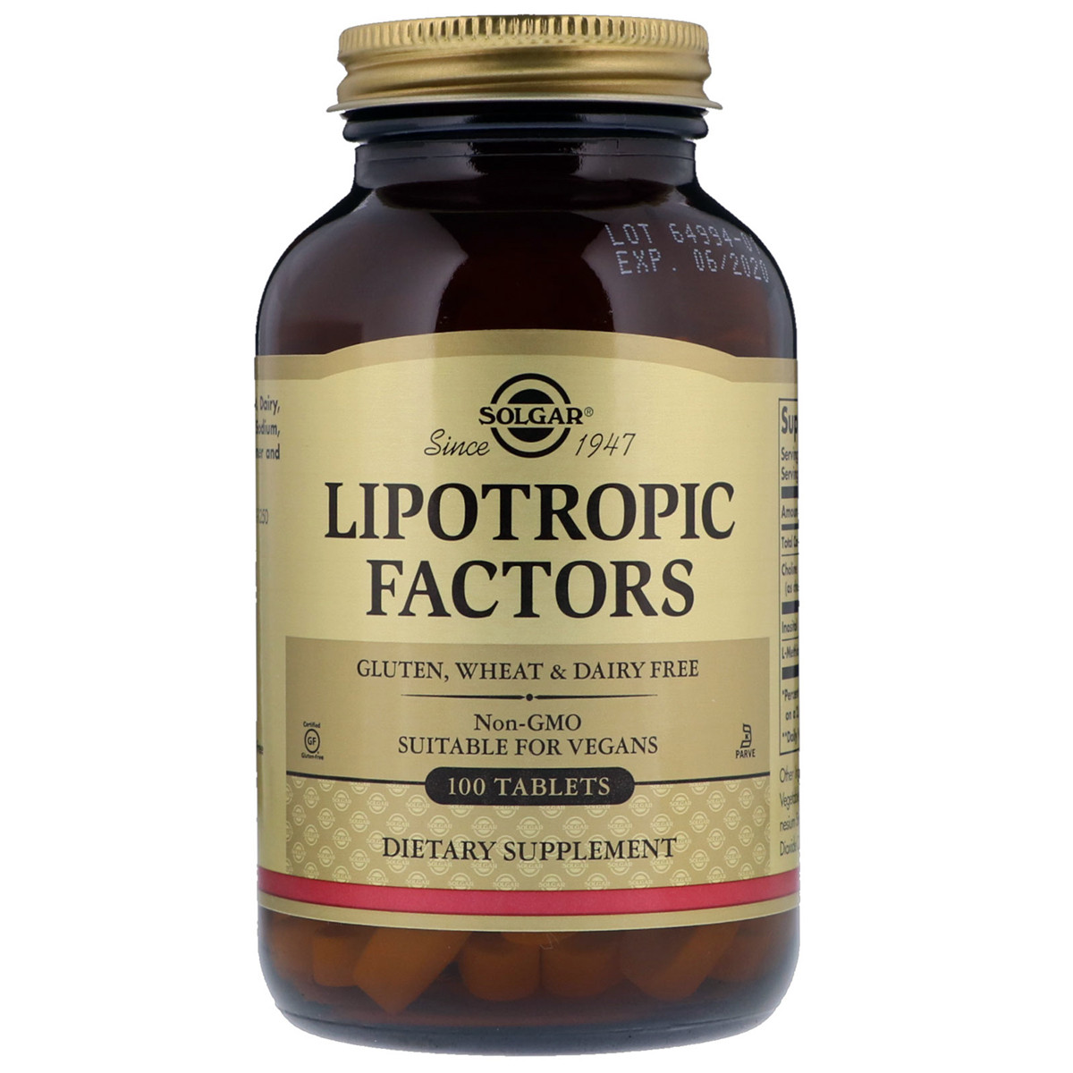 Липотропный Фактор, Lipotropic Factors, Solgar, 100 таблетокНет в наличии