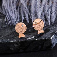 Сережки жіночі з позолотою "Рибки", фото 1