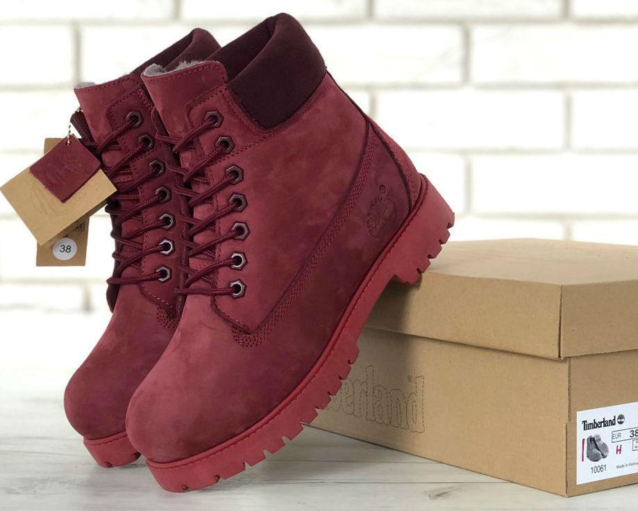 

Timberland 6 inch Bordo Boots (с мехом) | ботинки женские; бордовые; зимние; натуральный мех 38, Бордовый