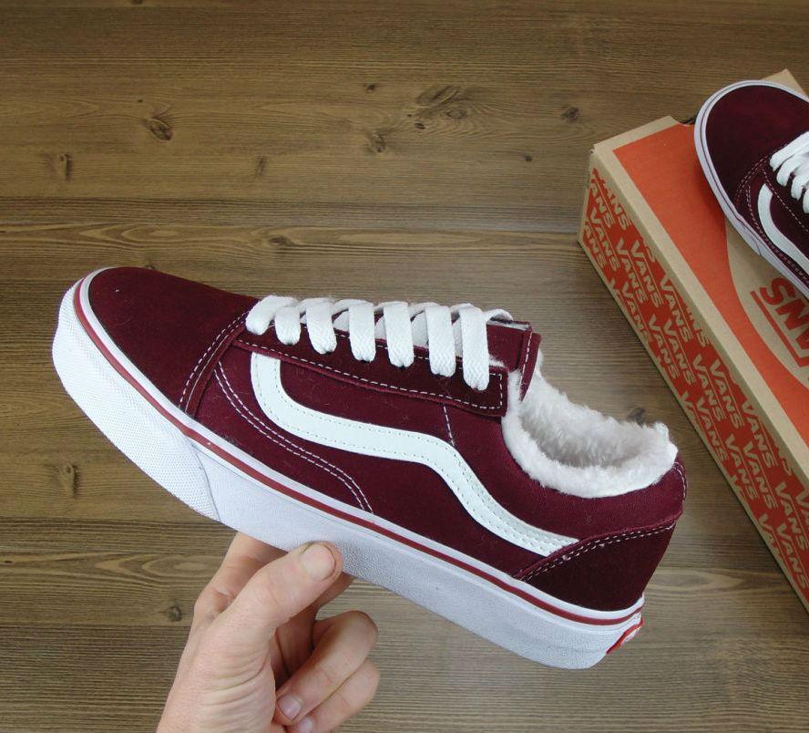 

Vans Old Skool Fur Winter Bordo | кеды женские и мужские; вэнс; зимние; с мехом; бордовые 6.5 = 24,5cm, Бордовый