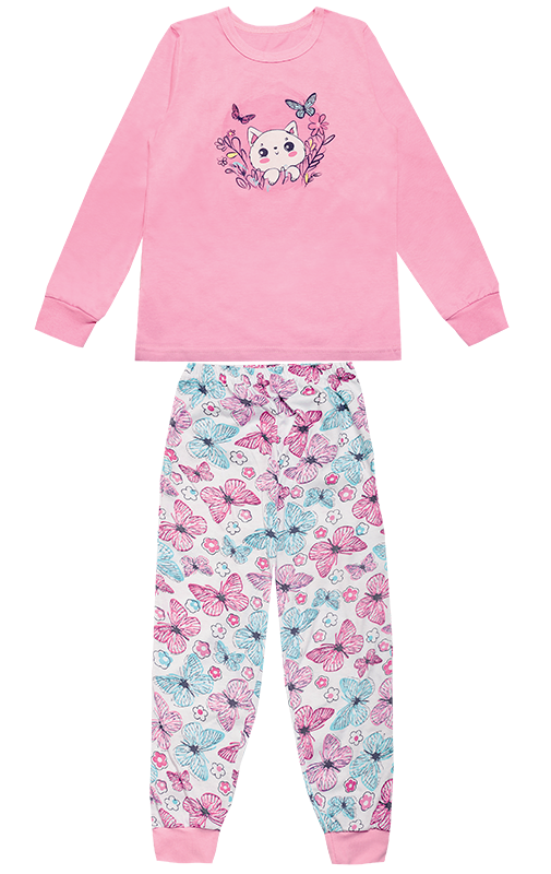 

Детская пижама для девочки PGD-19-11 "Котик" (Цвет: Розовый, Размеры - 116) ТМ ГАББИ