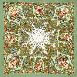 Сольвейг 1549-3, павлопосадский вовняну хустку з шовковою бахромою