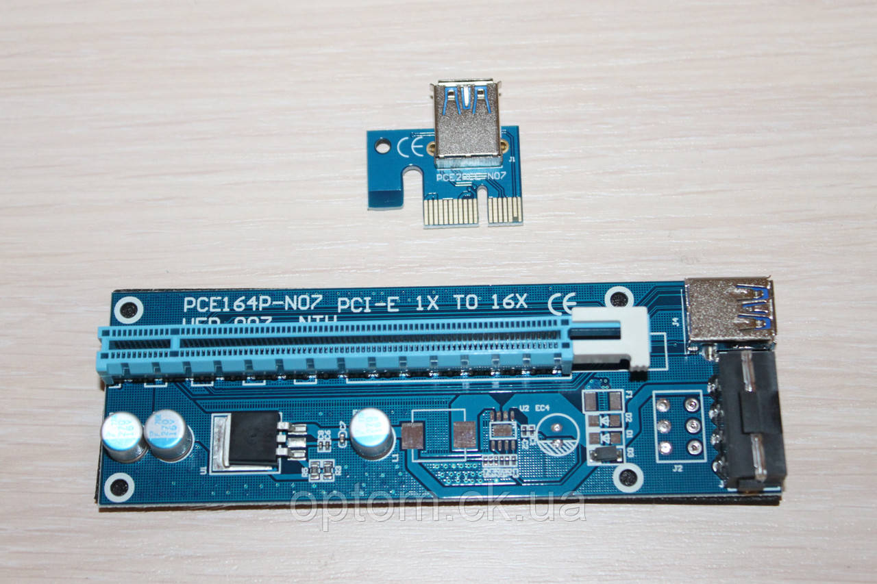 Райзер Riser v.007 Molex PCI-E 1X to 16X