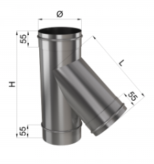 

Тройник дымохода 45° нерж 0,8 мм 120