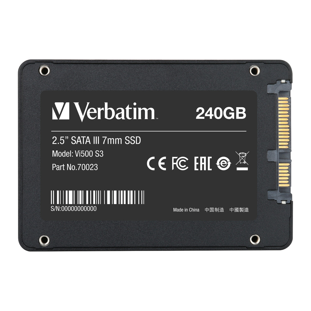 

Твердотельный накопитель 240Gb, Verbatim Vi500 S3, SATA3, 2.5", 3D TLC, 500/410 MB/s (70023)