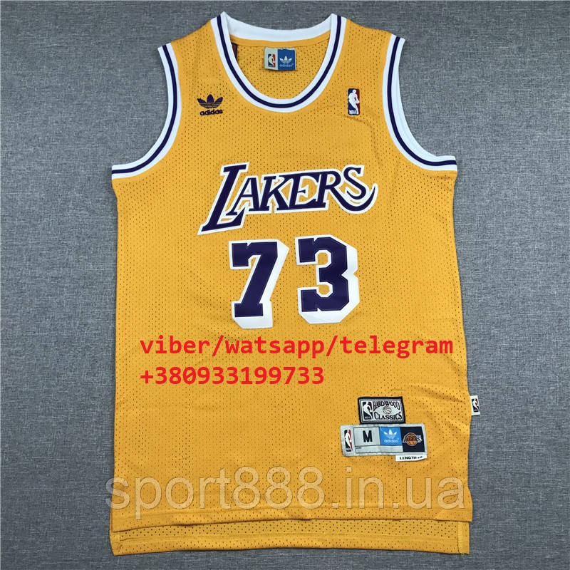 

Желтая мужская майка Родман Adidas Rodman №73 Los Angeles Lakers Ретро джерси