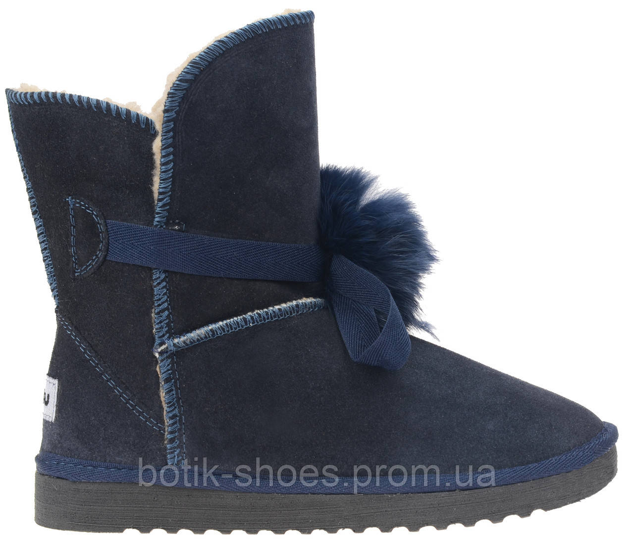 

Теплые зимние женские замшевые угги ugg высокие стильные модные удобные с мехом синие Inblu EY-6V