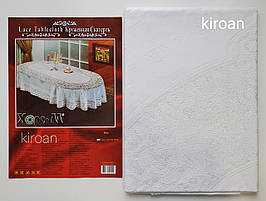 Белая виниловая скатерть на овальный стол,размер 150х225 см (цвет - белый)