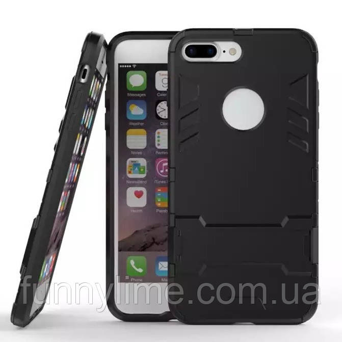 

Чехол Iron для Iphone 7 Plus / 8 Plus бронированный Бампер с подставкой Black