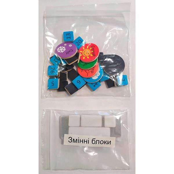 

Магнитный календарь Viga Toys с часами, на украинском языке (50377U), Разноцветный