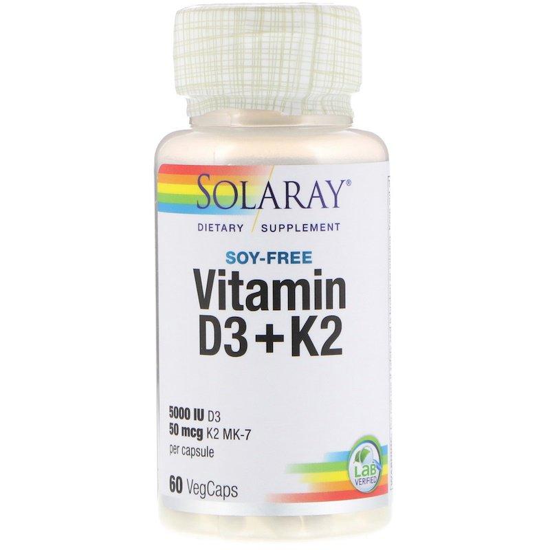 

Витамин D3 и К2 SOLARAY "Vitamin D3 + K2" без сои (60 капсул)