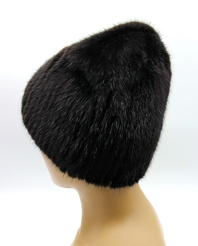 Женская шапка норковая на вязаной основе