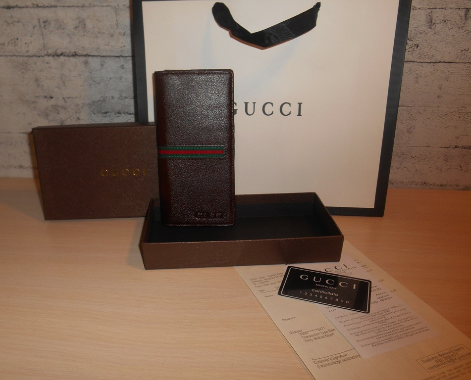Мужской кошелек, портмоне, бумажник Gucci, кожа, Италия