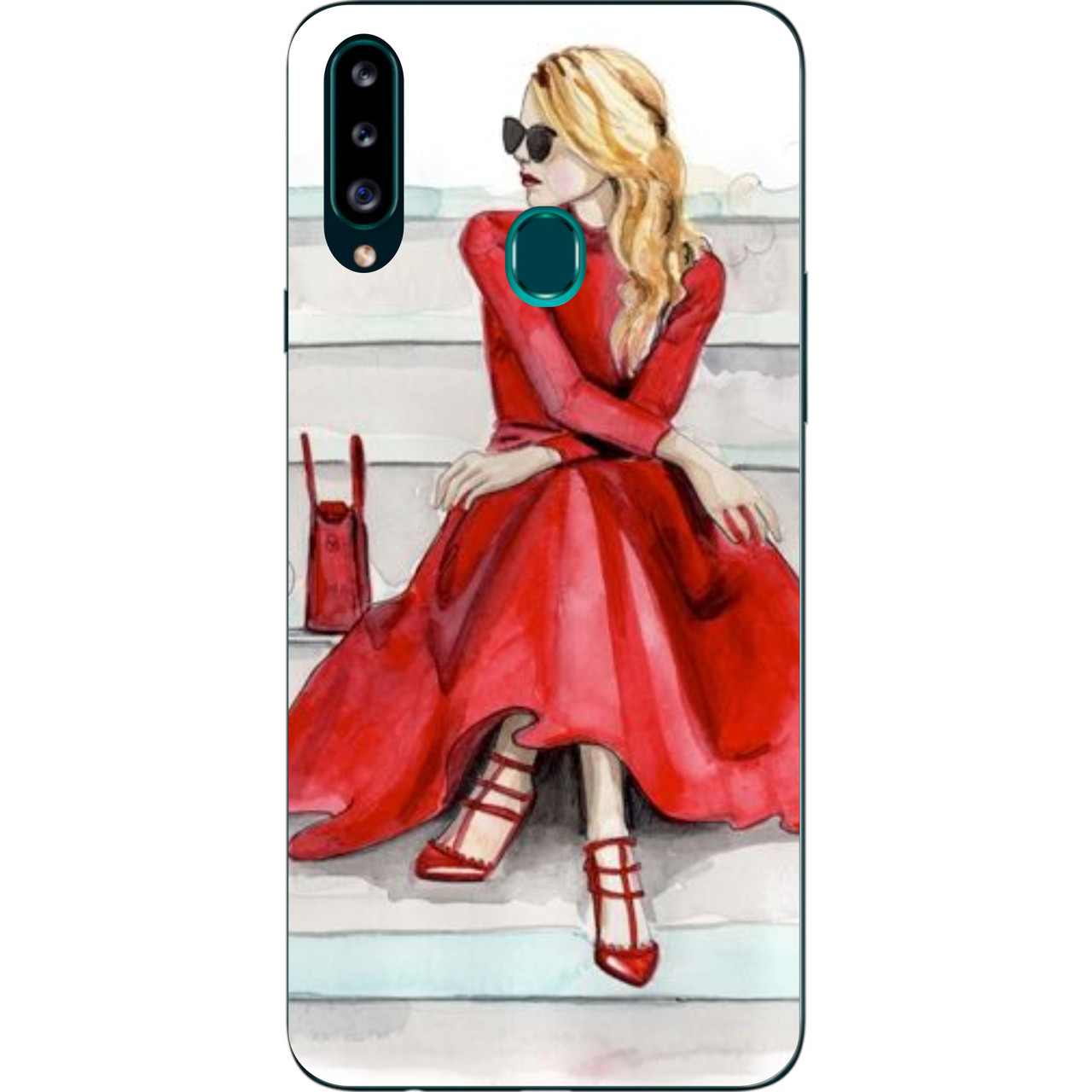 

Силиконовый бампер с изображением для Samsung A20s Galaxy A207F Lady in Red, Разные цвета