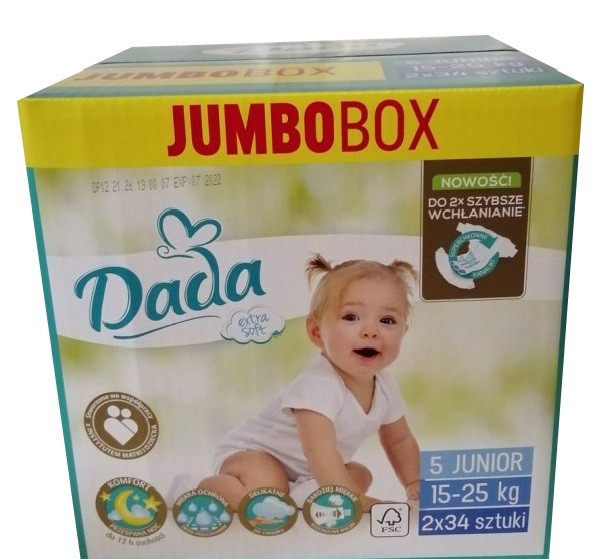 Dada Extra soft 5 JUNIOR Jumbo Box / 15‑25 кг/ Подгузники детские одноНет в наличии