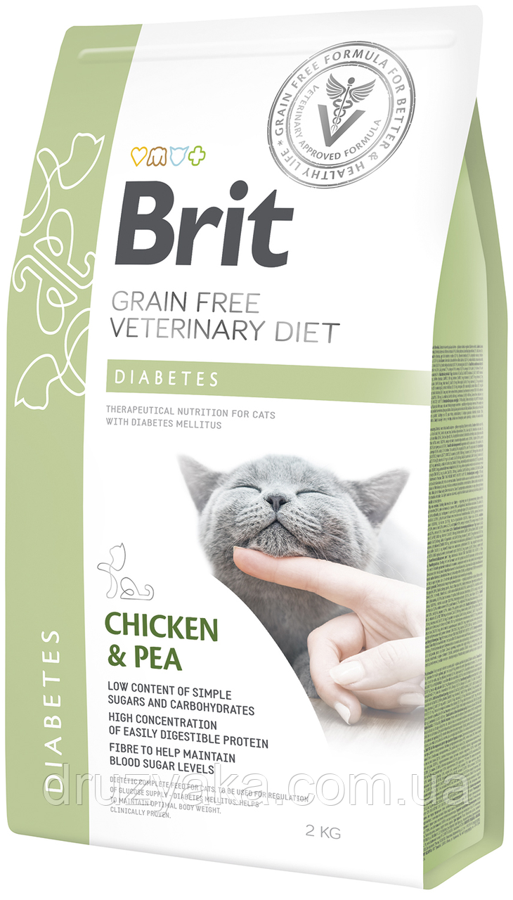 

Сухий корм для котів, при цукровому діабеті Brit БРІТ GF Veterinary Diet Diabetes 2 кг (курка)