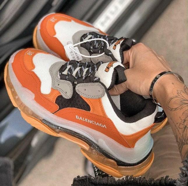 

Balenciaga Triple S Clear Sole Orange White | кроссовки женские; оранжевые, Оранжевый