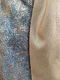 Шарф палантин двухсторонний кашемировый , рисунок огурец, кофейного цвета, фото 2
