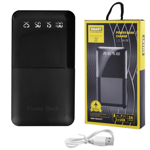 

Зарядка Power Bank JS-191 SMART CHARGE 10000mAh 2USB(1A+2A), цифровой дисплей с подсветкой, фонарик 2LED