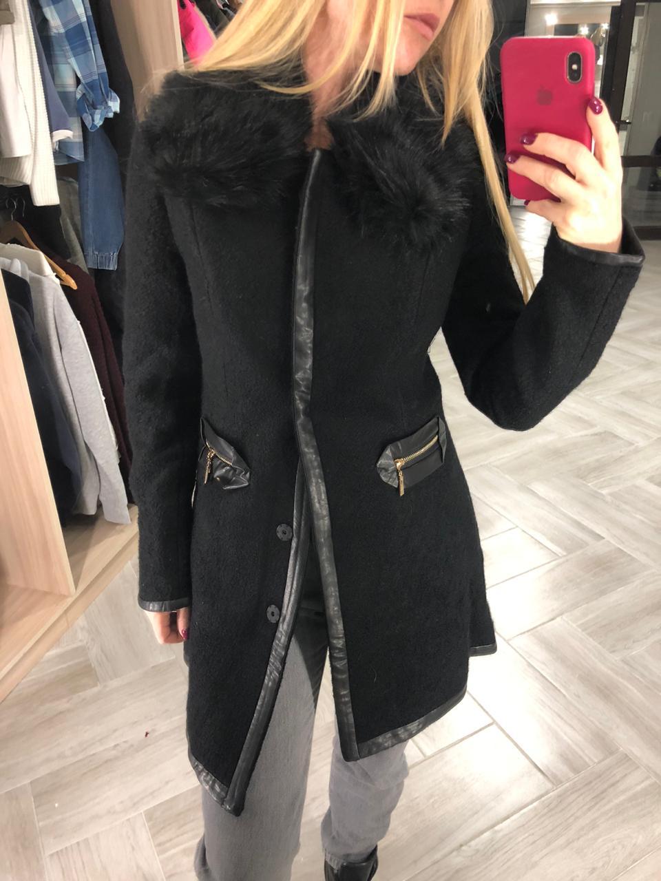 Пальто женское стильное кашемировое NN L, черный